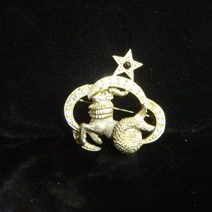 VINTAGE ST. LABRE CAPRICORN BROOCH- NICE SEA GOAT
